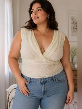 Cider Cream Lace Surplice Camisole Top Size 3XL Y2K Cottagecore Romantic